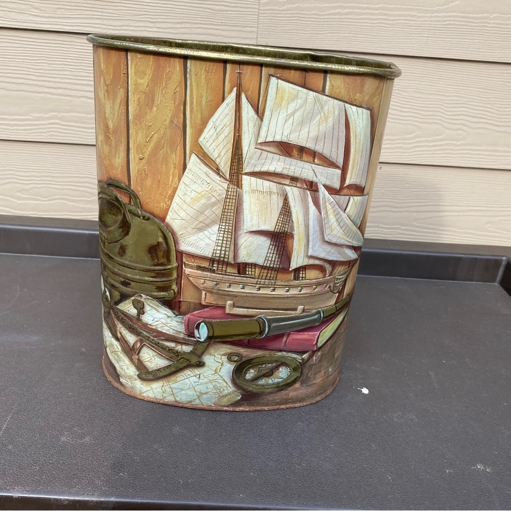 Vintage Metal Trash Can